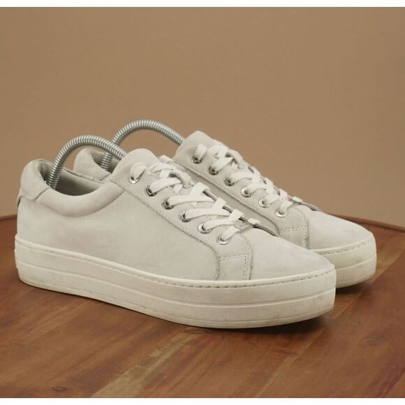 J/Slides Womens Hilton Sneakers Platform Gray Suede Lace Up Size 10M - Picture 1 of 9